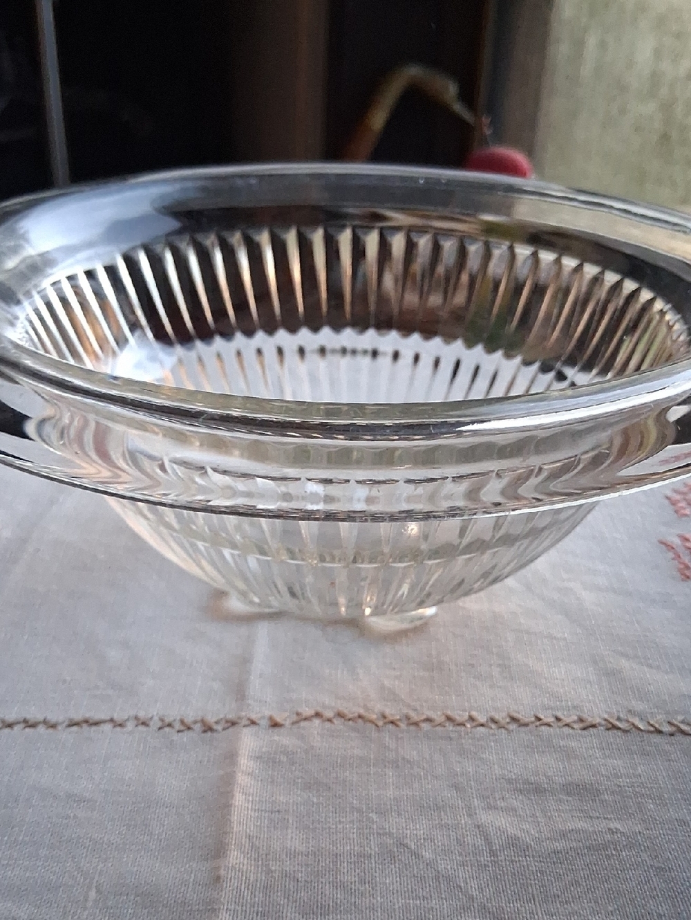 Vintage hazel atlas Clear Glass Ribbed Serving Bowl - Classic Home Kitchen